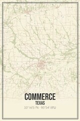 Fototapeta na wymiar Retro US city map of Commerce, Texas. Vintage street map.
