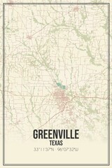 Fototapeta premium Retro US city map of Greenville, Texas. Vintage street map.