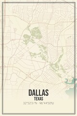 Fototapeta na wymiar Retro US city map of Dallas, Texas. Vintage street map.