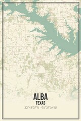 Retro US city map of Alba, Texas. Vintage street map.