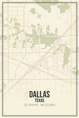 Fototapeta premium Retro US city map of Dallas, Texas. Vintage street map.