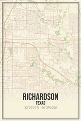 Obraz premium Retro US city map of Richardson, Texas. Vintage street map.