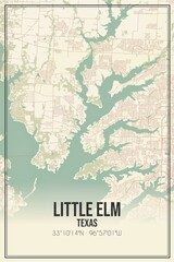 Retro US city map of Little Elm, Texas. Vintage street map.
