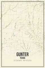 Fototapeta premium Retro US city map of Gunter, Texas. Vintage street map.