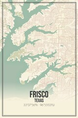Retro US city map of Frisco, Texas. Vintage street map. - obrazy, fototapety, plakaty