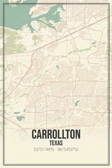 Fototapeta na wymiar Retro US city map of Carrollton, Texas. Vintage street map.