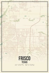 Retro US city map of Frisco, Texas. Vintage street map.