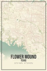 Obraz premium Retro US city map of Flower Mound, Texas. Vintage street map.