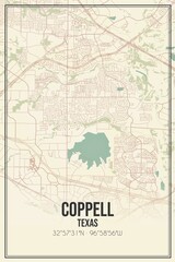 Fototapeta na wymiar Retro US city map of Coppell, Texas. Vintage street map.