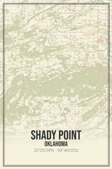 Retro US city map of Shady Point, Oklahoma. Vintage street map.