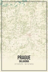 Fototapeta premium Retro US city map of Prague, Oklahoma. Vintage street map.
