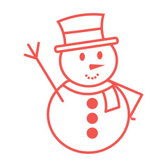 Isolated christmas snowman character sketch icon Vector