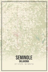 Retro US city map of Seminole, Oklahoma. Vintage street map.