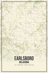 Retro US city map of Earlsboro, Oklahoma. Vintage street map.