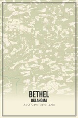 Retro US city map of Bethel, Oklahoma. Vintage street map.