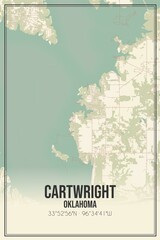 Retro US city map of Cartwright, Oklahoma. Vintage street map.