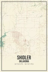 Retro US city map of Shidler, Oklahoma. Vintage street map.