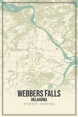 Retro US city map of Webbers Falls, Oklahoma. Vintage street map.