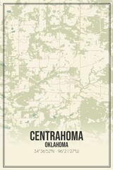 Retro US city map of Centrahoma, Oklahoma. Vintage street map.