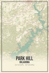 Retro US city map of Park Hill, Oklahoma. Vintage street map.