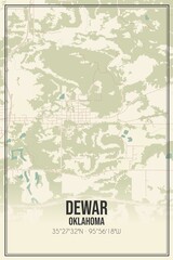 Retro US city map of Dewar, Oklahoma. Vintage street map.