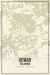 Obraz premium Retro US city map of Dewar, Oklahoma. Vintage street map.