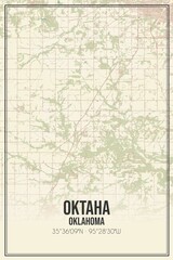Retro US city map of Oktaha, Oklahoma. Vintage street map.
