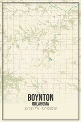 Retro US city map of Boynton, Oklahoma. Vintage street map.