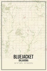 Fototapeta na wymiar Retro US city map of Bluejacket, Oklahoma. Vintage street map.