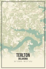 Retro US city map of Terlton, Oklahoma. Vintage street map.