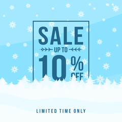 Fototapeta na wymiar Winter sale up to 10% off. Winter sale banner template design with up to 10 percent off. Super Sale, end of season special offer banner. vector illustration