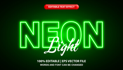 Neon light editable text effect template, green neon light text style effect