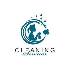 house maid lady for cleaning service design with spray bottle in hand isolated on white background