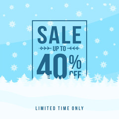 Winter sale up to 40% off. Winter sale banner template design with up to 40 percent off. Super Sale, end of season special offer banner. vector illustration