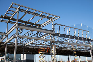 Steel framework of new commercial building