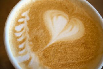 delicious and warm floating heart latte cream coffee color valentine 