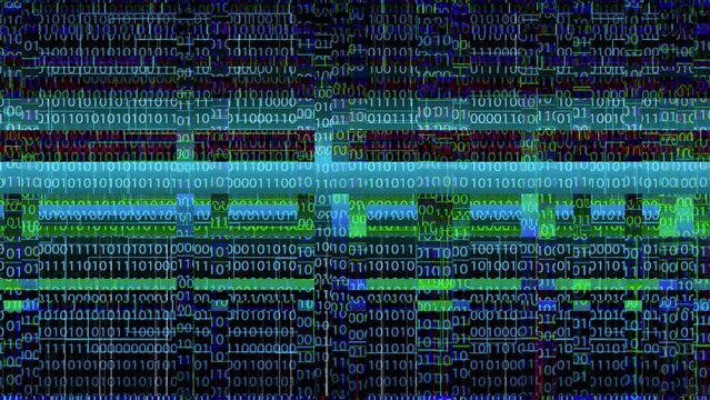 Binary data on the screen glitch effect
