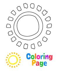 Coloring page with Sun for kids