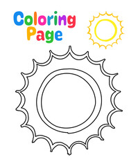 Coloring page with Sun for kids