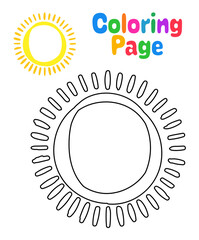 Coloring page with Sun for kids