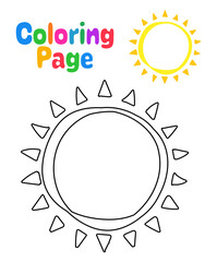 Coloring page with Sun for kids