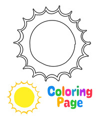 Coloring page with Sun for kids