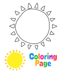 Coloring page with Sun for kids