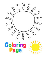 Coloring page with Sun for kids