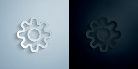 Gear paper icon with shadow vector illustration
