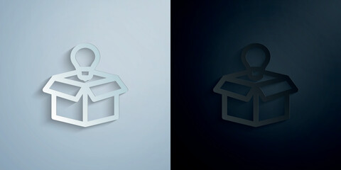 Box idea lamp paper icon with shadow vector illustration