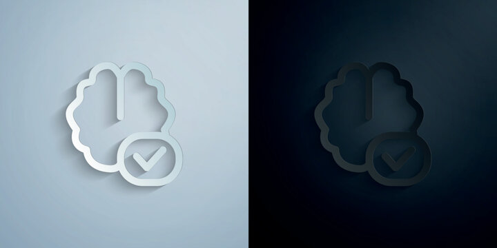 Add brain paper icon with shadow vector illustration