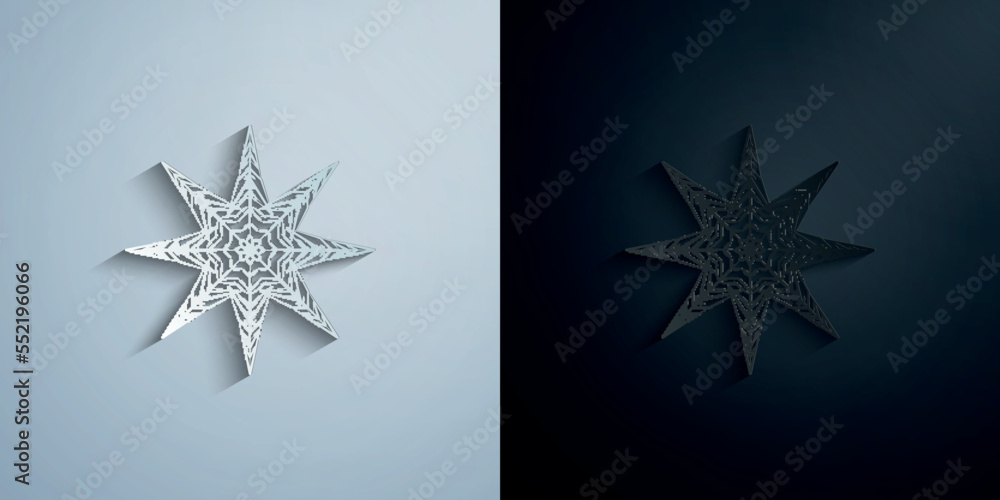 Poster snowflake paper icon with shadow vector illustration
