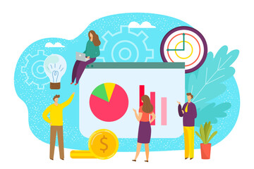 Meeting of business corporate group in office vector illustration. Team communication, professional discussion, conference.