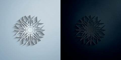 Snowflake paper icon with shadow vector illustration